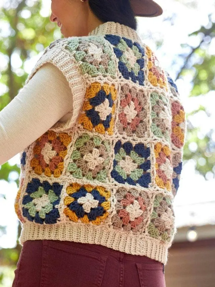 Granny squares vest waistcoat sleeveless top cropped top sweater women pattern granny squares pdf