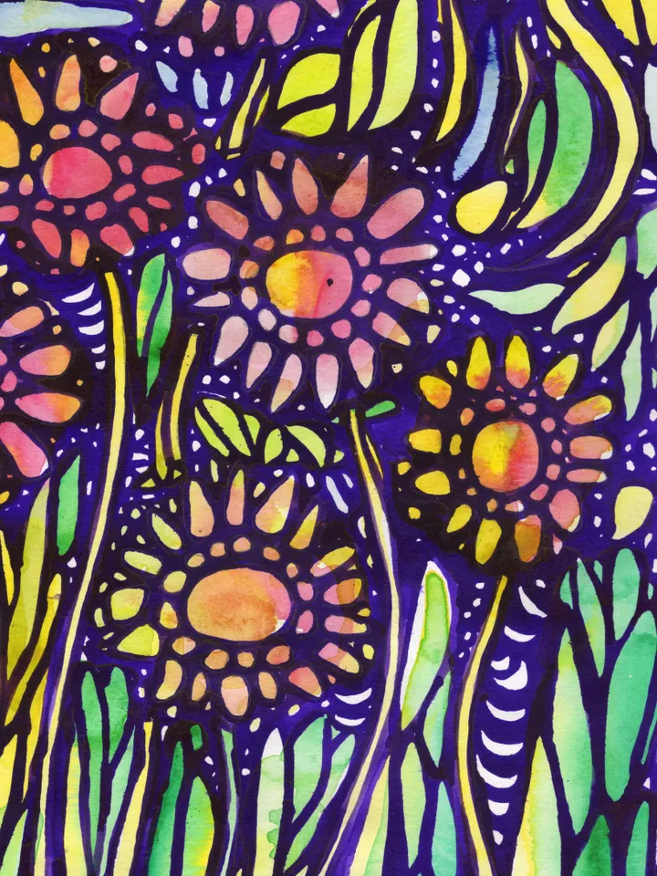 Watercolor painting. Abstraction. Flowers