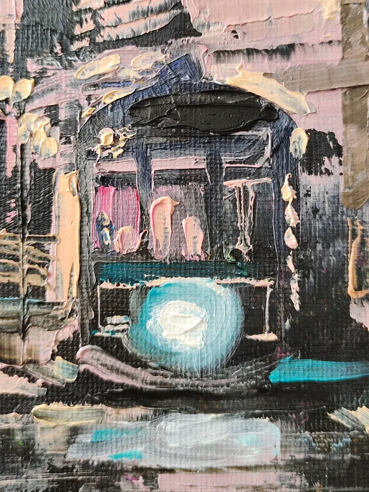 New Orleans painting Cityscape Original Art Night Tram painting Louisiana landscape Night Orleans by Natalia Plotnikova