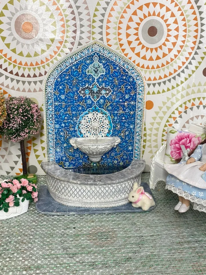 Fountain wall for a doll house. Doll mini. 1:12. Fountain for the puppet garden.