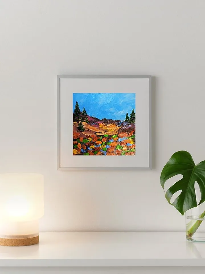Abstract Landscape Original Oil Painting Impasto Art Miniature 6x6 inches