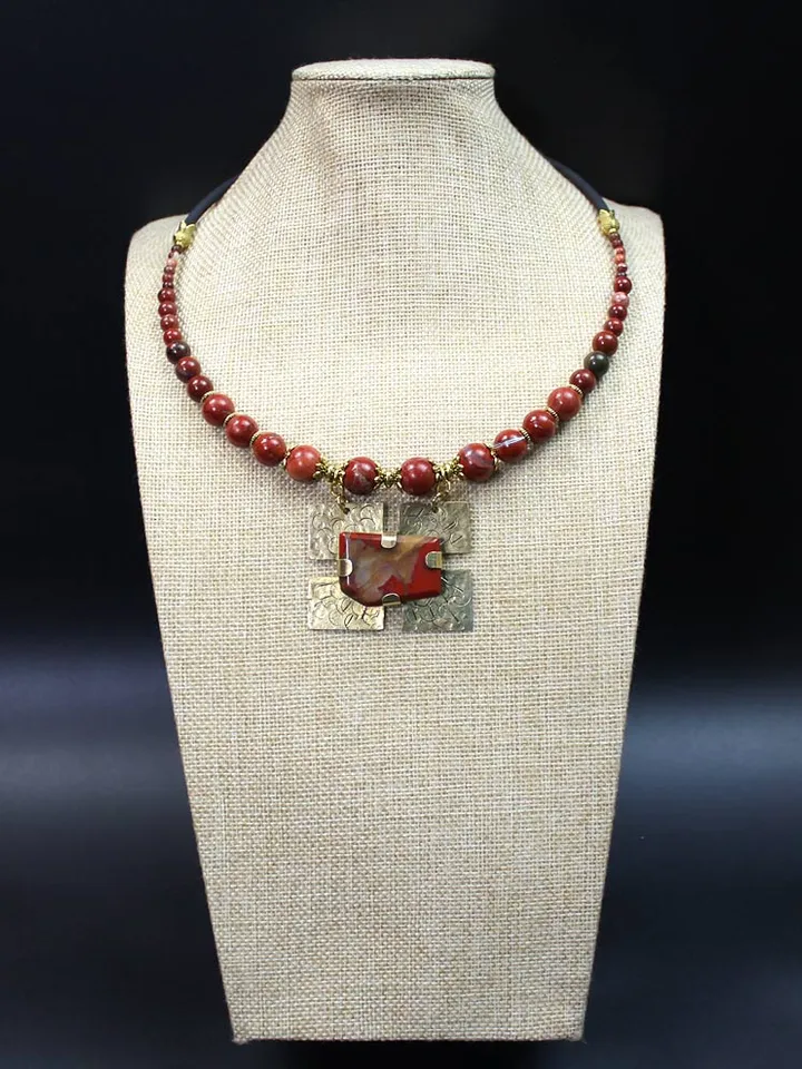 Handmade necklace made of natural Jasper stone