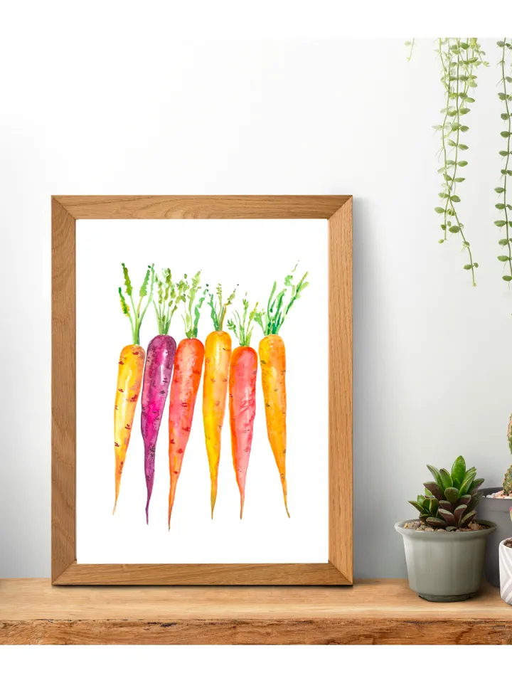 Carrot Watercolor Painting Vegetable Wall Art Food Art Print Garden Kitchen Art Print Easter Carrot Art Print Garden Fruits Prints Art Print