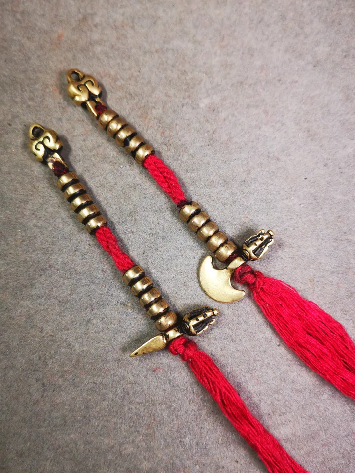 Gandhanra Handmade Tibetan Buddhist Mala Counters,Prayer Bead Counters,with Kartika and Kila Pendant,Made of Brass