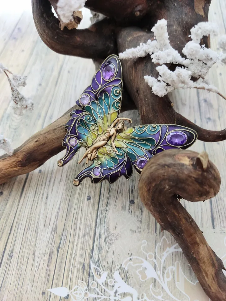 Vintage Butterfly, Wing Brooches, Fairy Butterfly, Brooch Amethyst, Jewelry butterfy