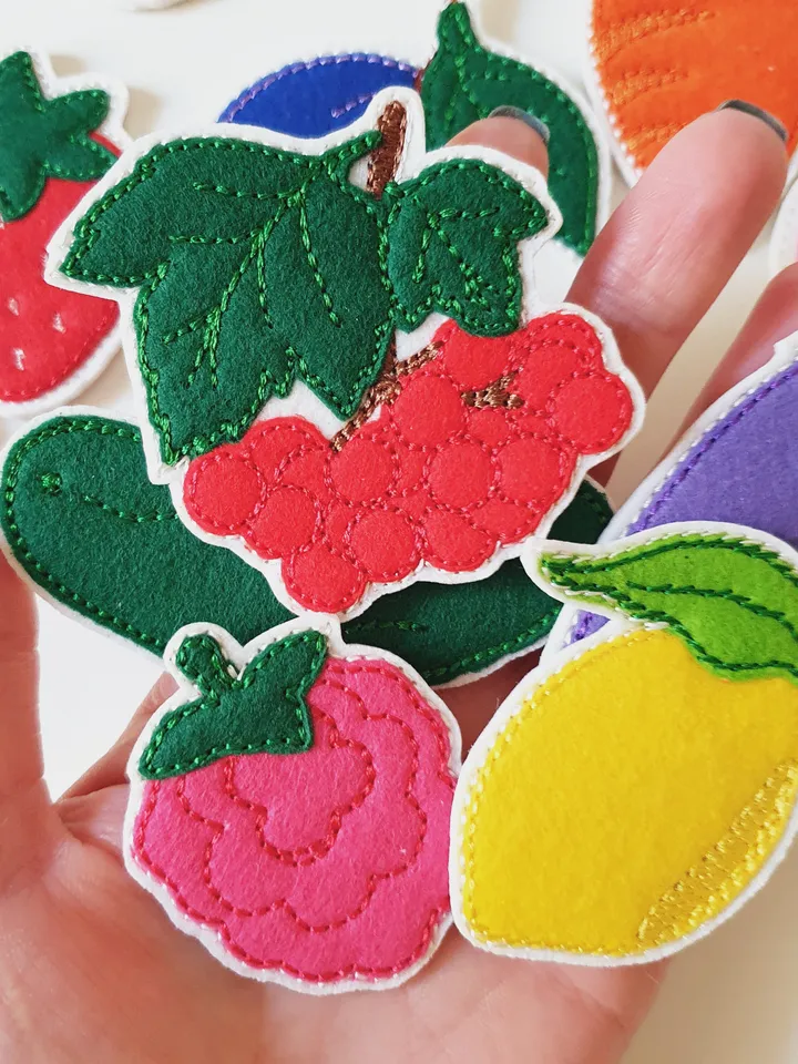 Felt Food ITH Embroidery Design Set, Fruits and Vegetables Pattern, Play Kitchen Toys, Educational Pattern 4x4 Hoop Download