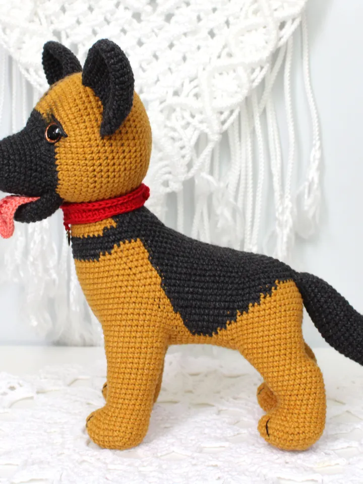 Shepherd dog crochet pattern PDF in English Realistic puppy Amigurumi toy German shepherd
