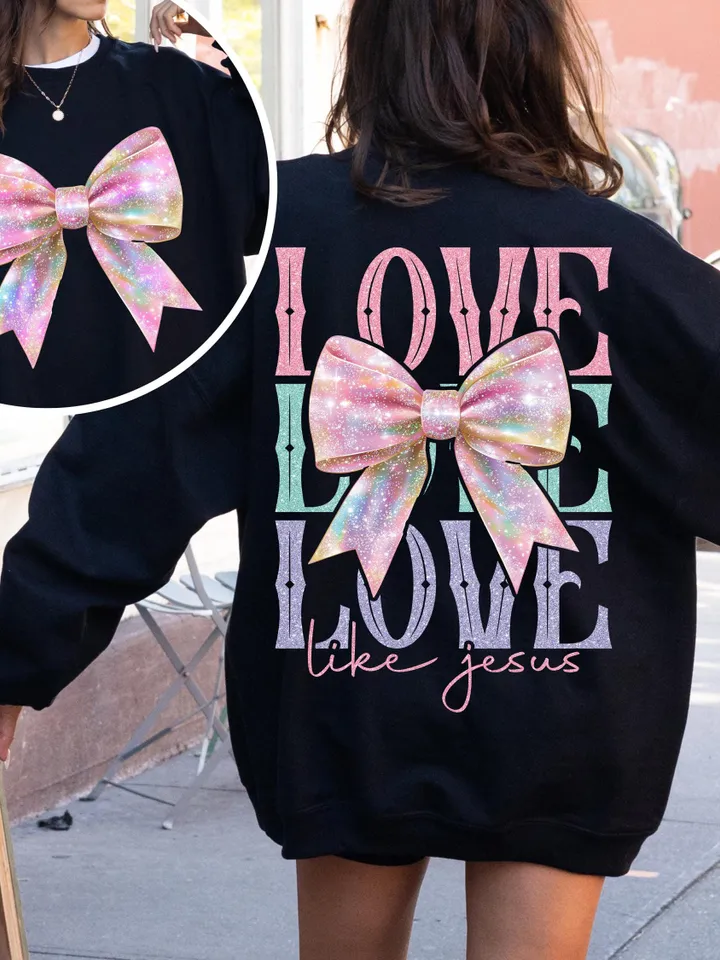 Retro Love like Jesus Coquette Png, Coquette Heart Bow png, Coquette Valentine Png, valentine png, Valentine Png, Jesus valentine png