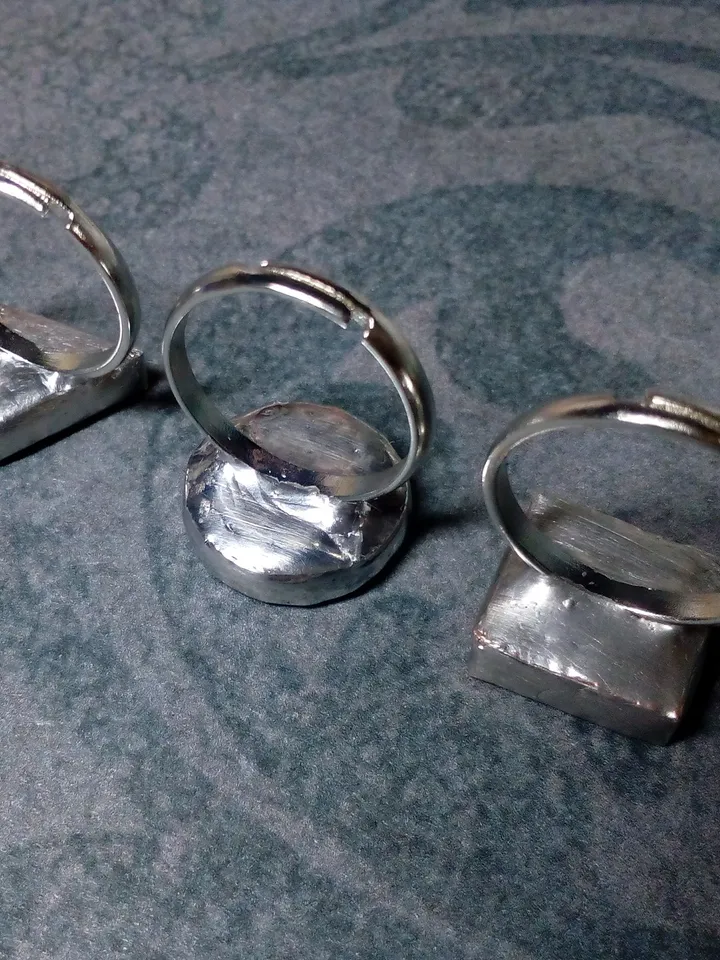 Mirror ring, squar ring, round ring, triangular ring, tin soldered glass ring, scrying mirror ring