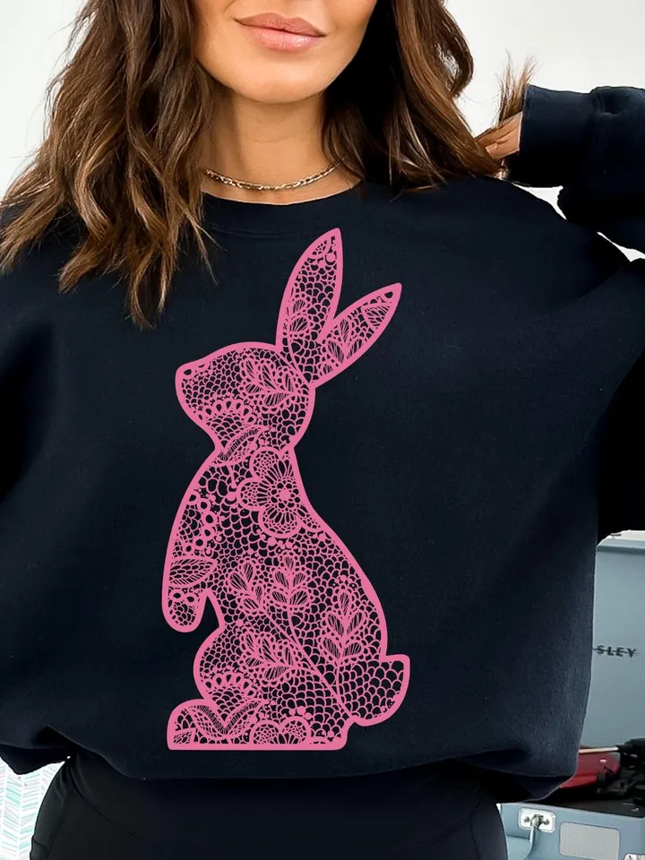Lace Bunny Easter Png, Easter Png, Floral Bunny Png, Floral Chinoiserie Png, Bunny png, Girly easter png, Spring png, Lace Bunny Png