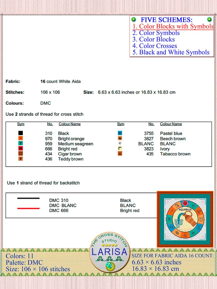 Aquarius Cross Stitch Pattern | Aquarius Zodiac Sign