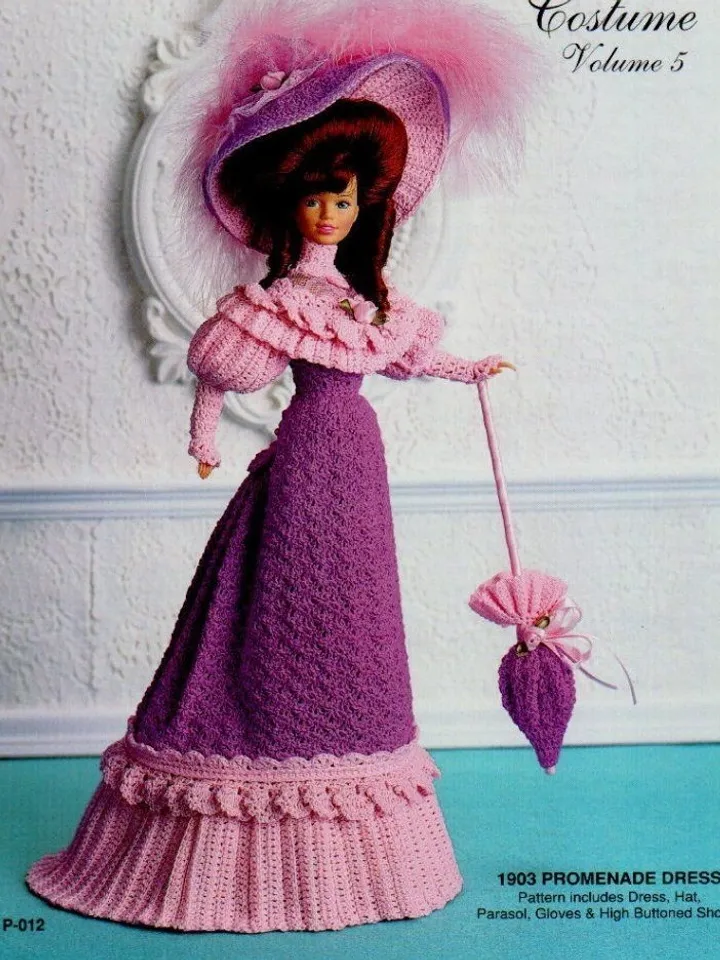 Barbie Dress Crochet Pattern Vintage for Dolls 11-1/2" Digital Download PDF