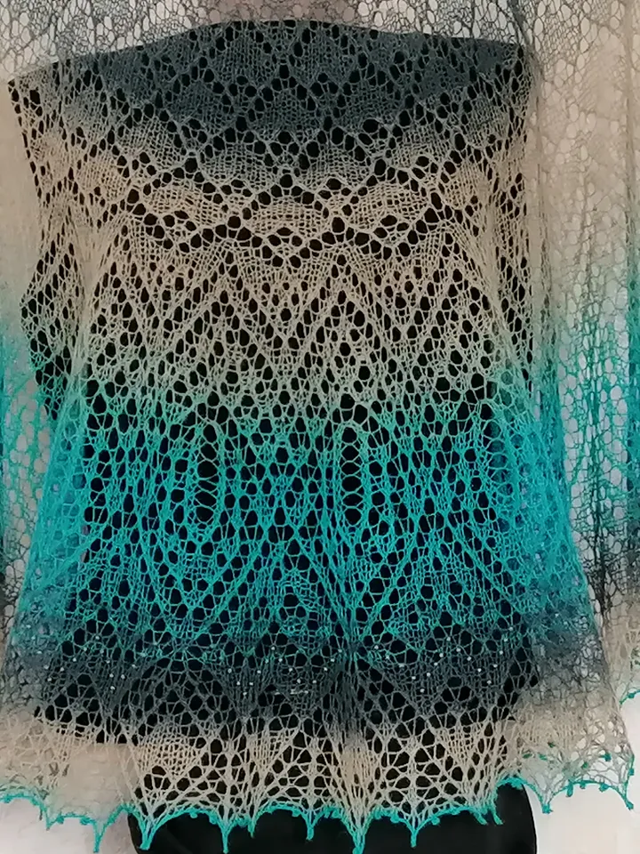 Wool Gradient Shawl, lace shawl, shawl, soft shawl, gradient semi-circular shawl