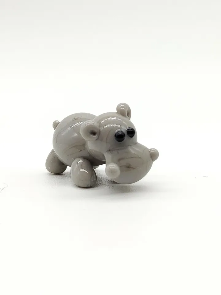 Hippo figurine Hippo art Hippo gifts Hippo ornament Hippo statue Hippopotamus Hippo for Christmas Miniature animals Tiny glass animals