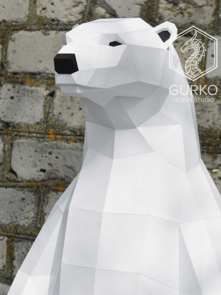 Polar Bear (2 metres) Papercraft, Digital Template, PDF Download, Gurko, Low Poly, Pepakura, Origami Sculpture, Paper Party Decor, DIY Gift