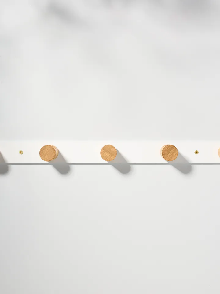 White + Ash Minimalist Metal and Wood Wall Mounted Coat hook
