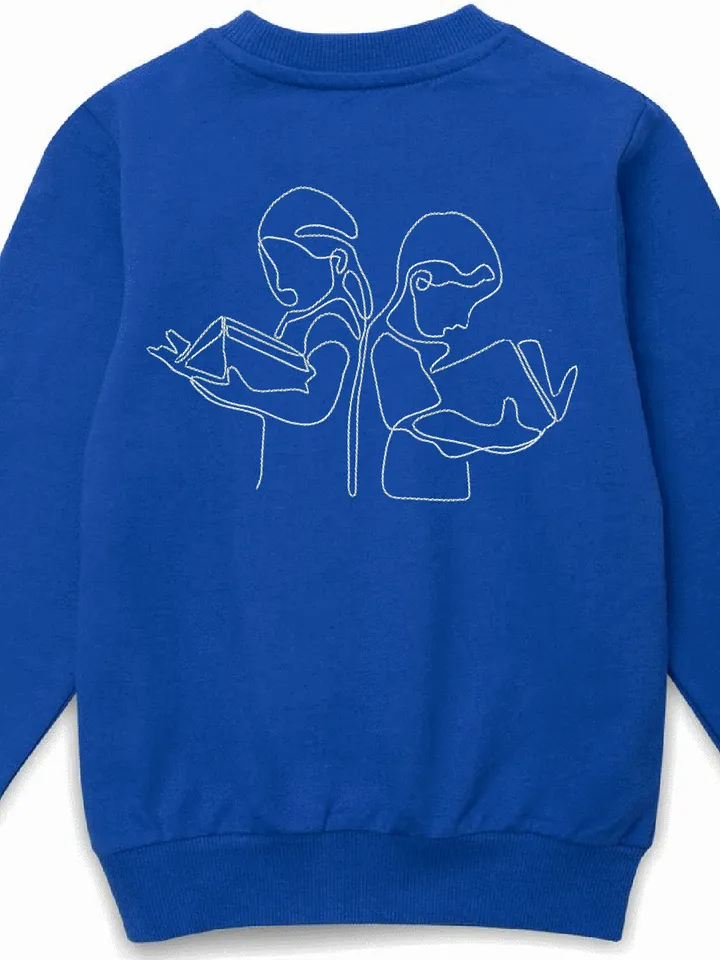 Children reading machine embroidery design