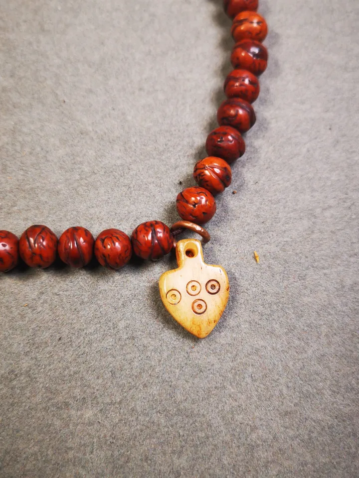 Yak Bone Carved Mantra Dot Mala Pendant,Bead Counter Clip, Prayer Bead Accessories,Gandhanra Tibetan Amulet