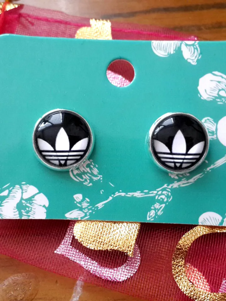 Adidas earrings studs, Lotus earrings, logo sport accessories gift