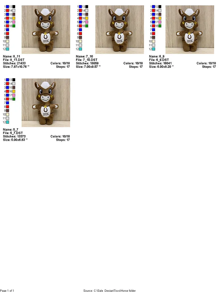 ITH Horse toy soft stuffed in the Hoop Digital Design for Machine Embroidery