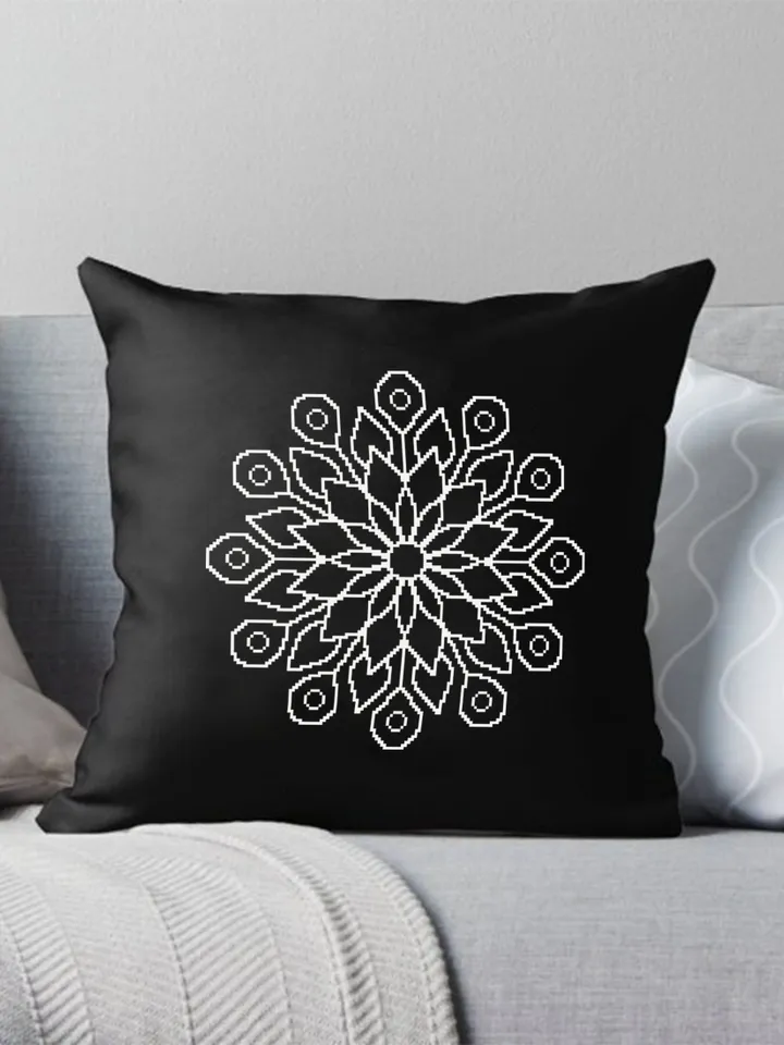 Easy mandala cross stitch pattern download PDf, Monochrome floral ornament cross stitch chart, Quick beginner stitch, DIY Home decor #M22