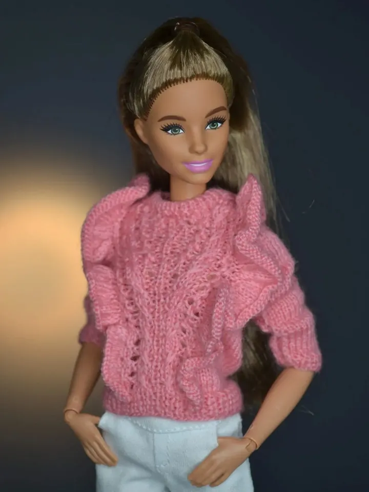 Clothes for Barbie dolls, knitted sweater for dolls