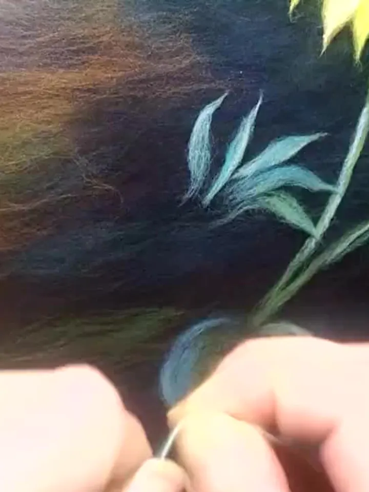 【Digital】Sunflowers Painting tutorial PDF in English, Wool Felting tutorial