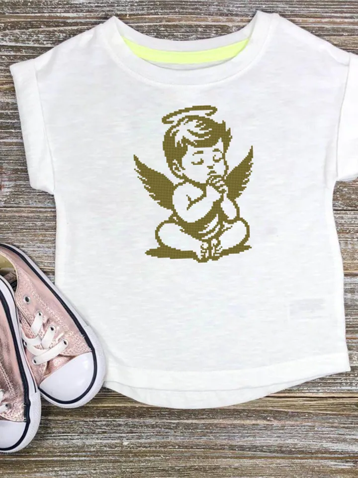 Baby angel cross stitch pattern PDF download Angel silhouette cross stitch chart, Angel ornament pattern digital PDF, Angel baby gift #O18
