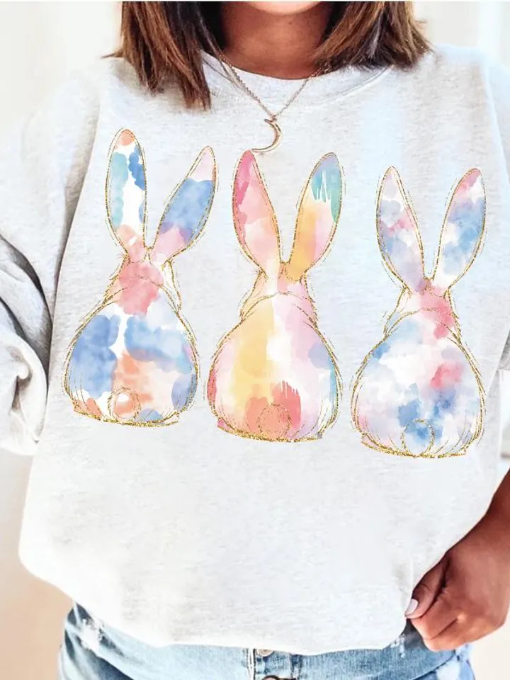 Soft Colors Bunnies PNG | Hand Drawn | Sublimation Design