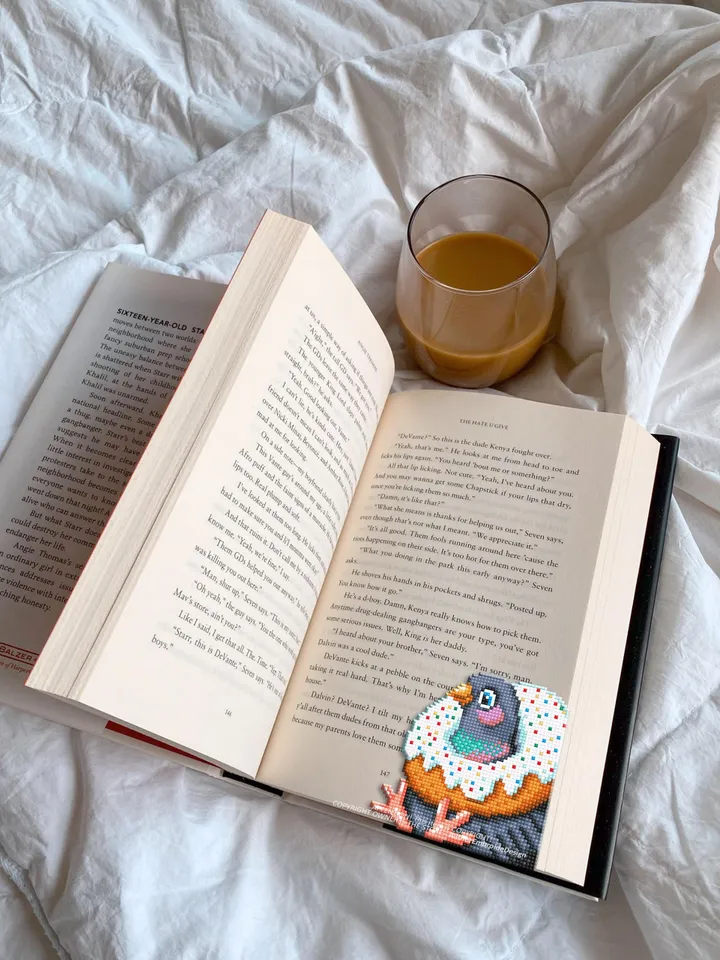 Pigeon Corner bookmark cross stitch pattern PDF download Funny pigeon with donut cross stitch chart, Bird bookmark digital pattern #B398