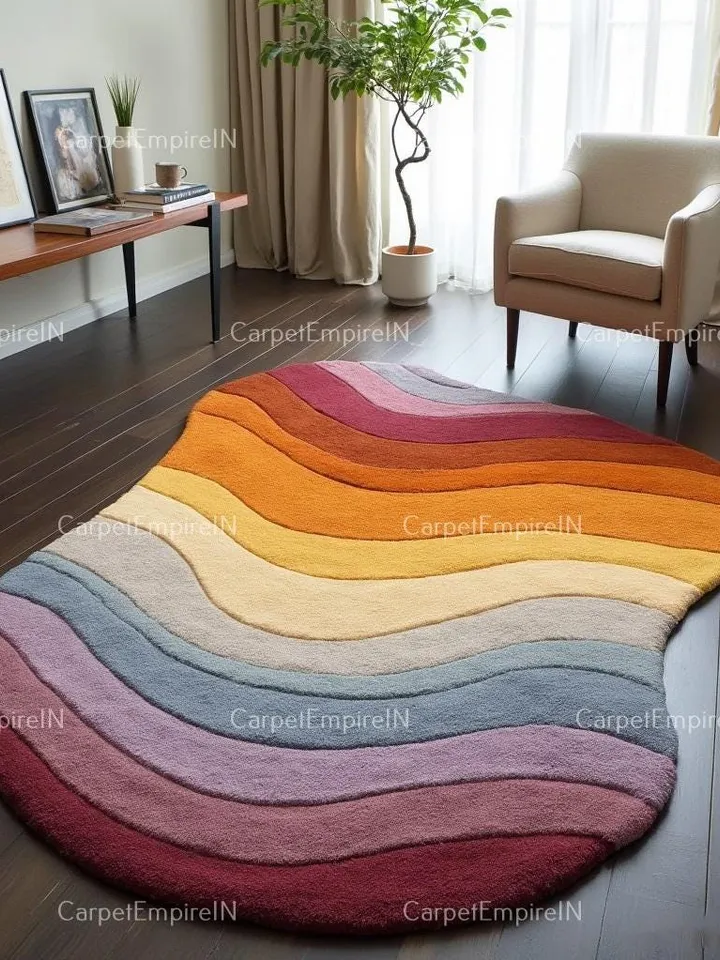 8x10 irregular-shaped rug, Hand-Tufted, handmade layered rug, personalized gift, housewarming gift, Living room rugs, kids' rug, Custom rug