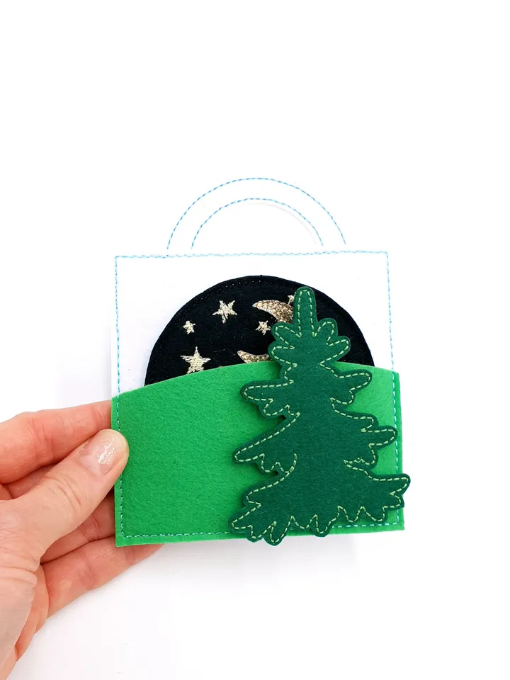 Day Night Quiet Book Page ITH Embroidery Design, Sun Moon Wheel Felt Activity Page, Learning Time Toy Pattern 4x4 Hoop