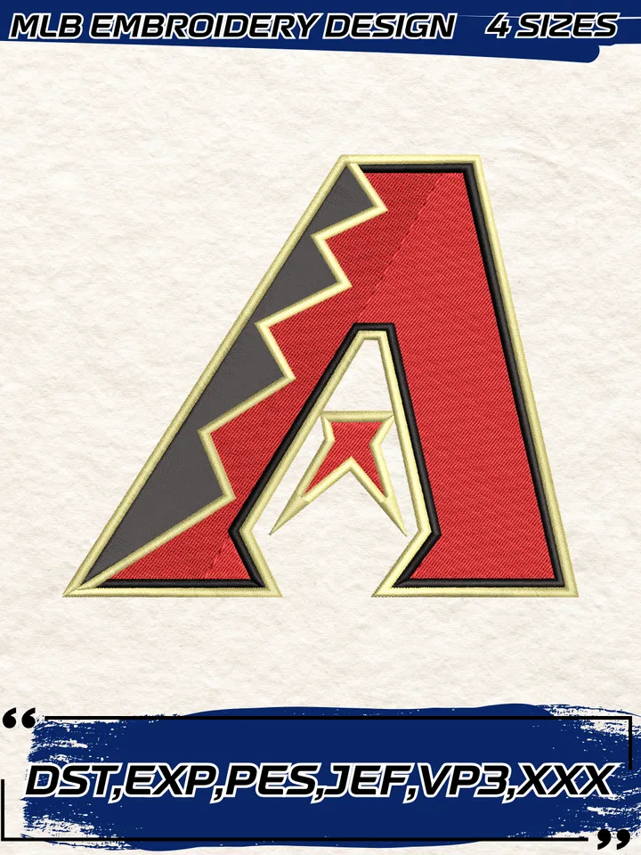 Arizona Diamondbacks Embroidery Design,MLB Embroidery Design,Machine Embroidery Design File,4 Sizes, Digital Download
