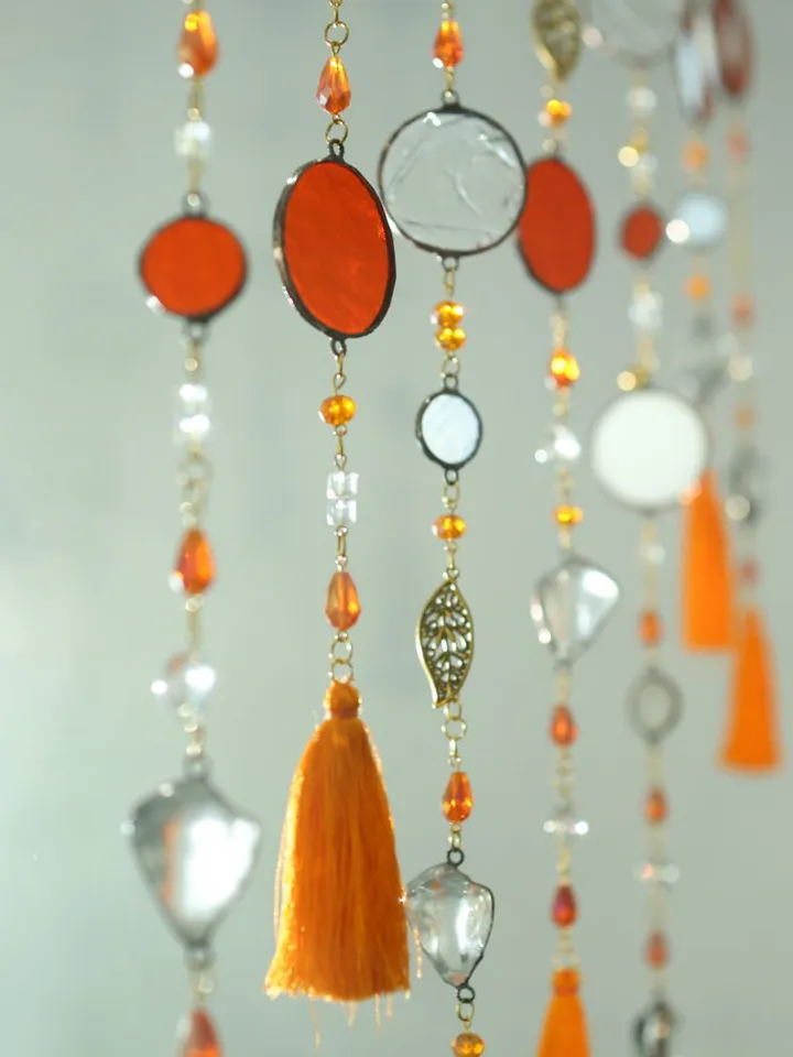 Stained Glass: Garlands. Tiffany Technique, Sparkling Stained Glass Garlands,Tiffany Art Glass Hanging Decorations, 
Handmade Crystal & Stained Glass Chains,Fairytale Glass Garlands,Artisan Stained Glass Tassel Garland,Shimmering Tiffany-Style Home Decor