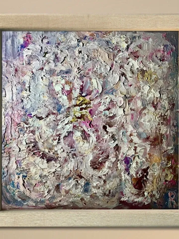 White abstract flower original oil impasto style textured painting,flowers oil painting,small canvas painting wall decoration ,unique gifts