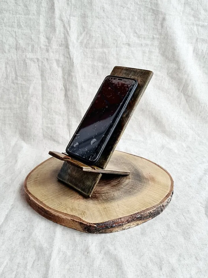 Cat phone holder Original painting on wood Cell phone holder Two Sphinx cat art