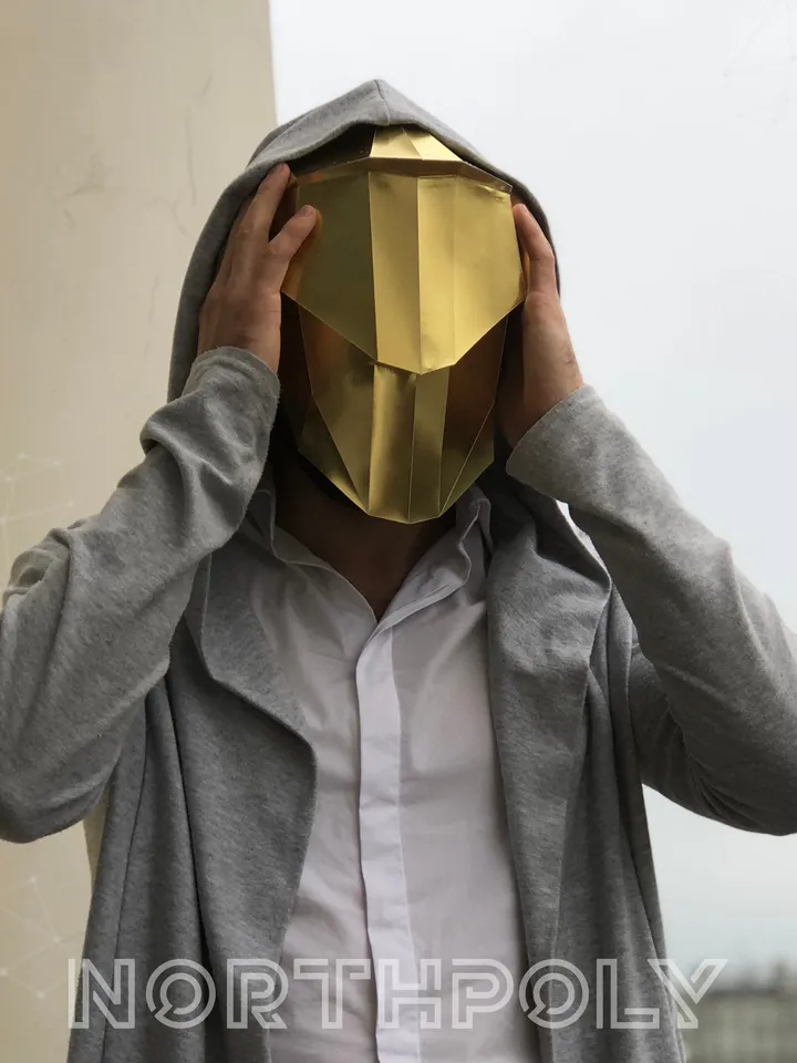 Papercraft Mask of the Future 2, Digital Template, PDF Download, Gurko, 3D Low Poly Animal Mask, DIY Origami, Pepakura, Paper Mask, Costume