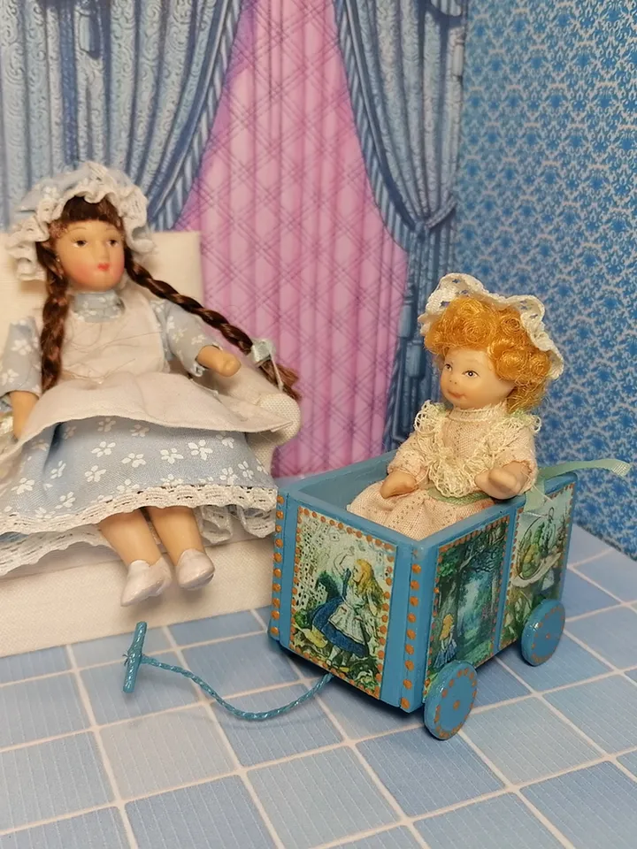 Trolley for dollhouse. Doll toy.1:12 scale.