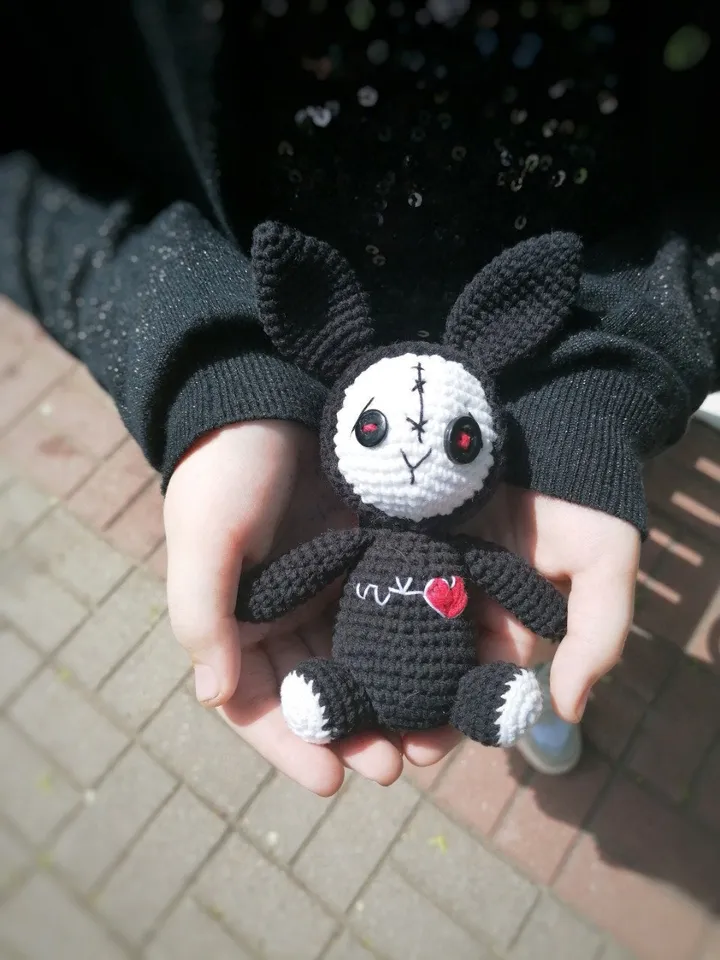PDF Crochet small Voodoo Bunny Amigurumi Pattern button eyes, Crochet halloween Halloween Crochet Pattern Zombie pattern Monster toy pattern