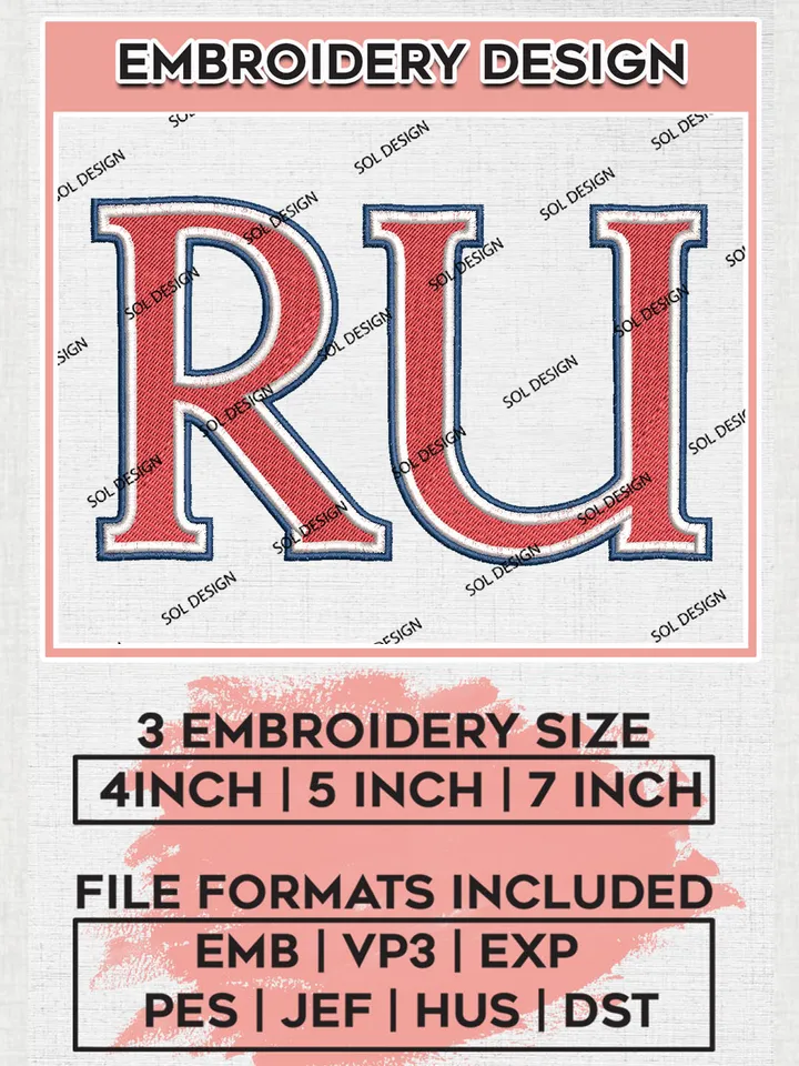 NCAA RU Highlanders Team Logo Embroidery Design Files, NCAA Radford Highlanders Machine Embroidery, NCAA Teams, 3 sizes, NCAA Machine embroidery designs, Digital Download