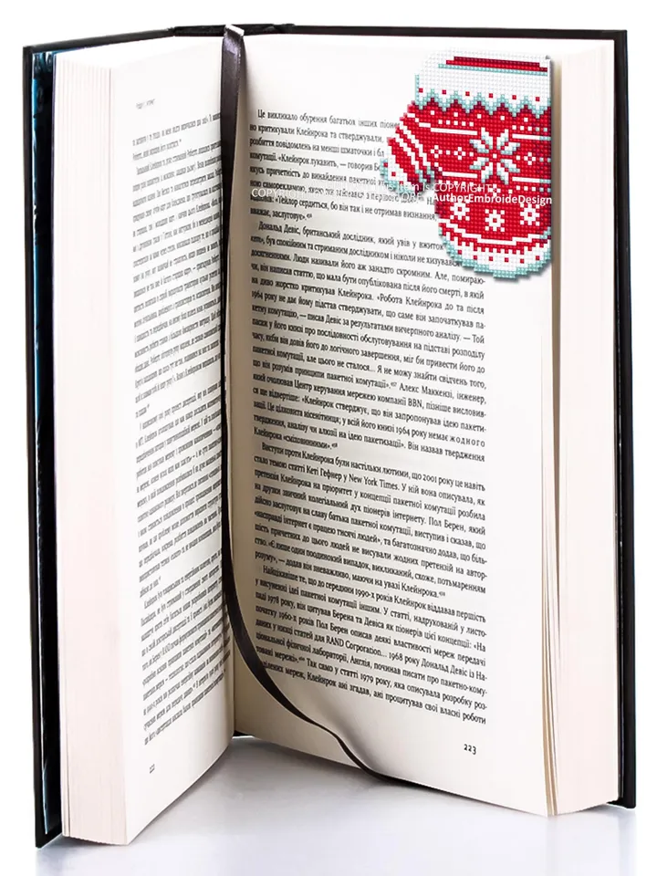 Christmas corner bookmark cross stitch pattern PDF download Nordic mitten cross stitch chart, Christmas bookmark pattern digital PDF #B388