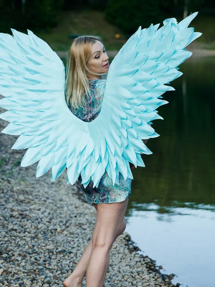 Big Angel Wings, Blue Wings Costume, Cosplay Wings, Show Wings, Christmas Angel, aquamarine wings dancing wings