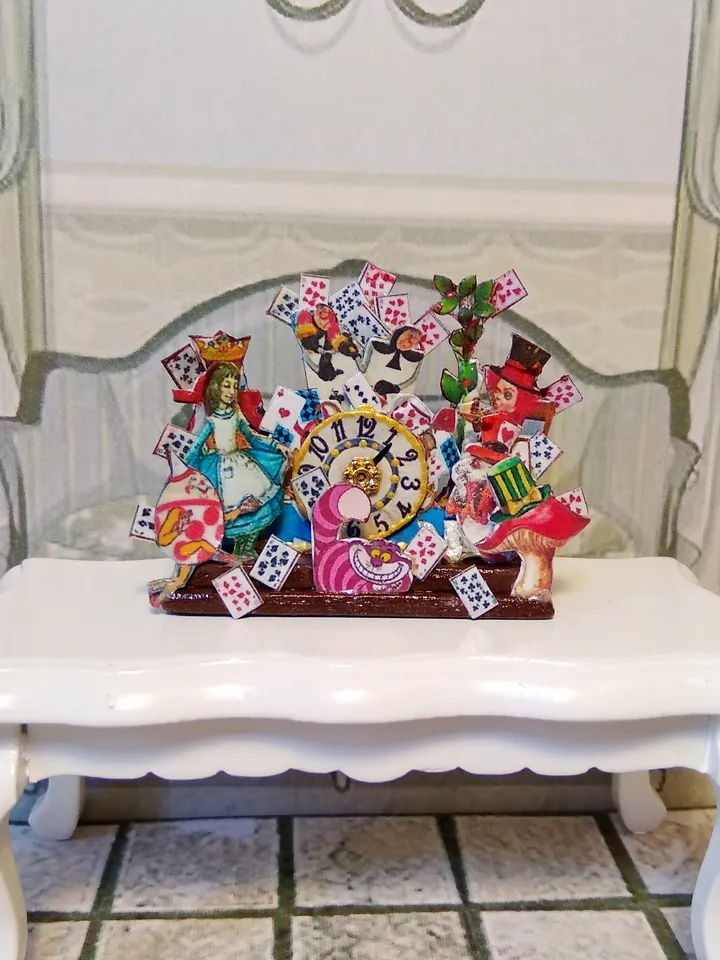 Imitation of a clock in the style of a fairy tale Alice.1:12 scale.