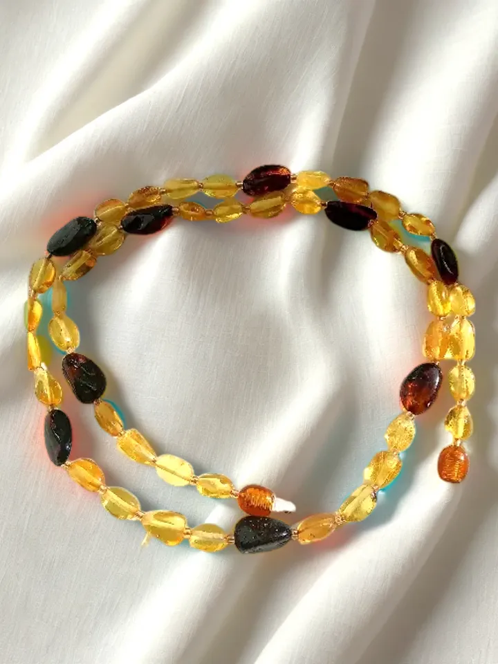 Adult Amber Necklace Multicolor Real Amber Healing Gem stone Jewelry Bead Necklace women Yellow Cognac Baltic Amber