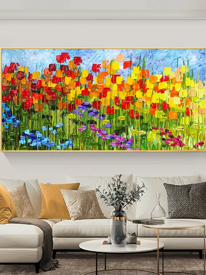 Original Painting On Canvas, Large Wall Art, Boho Wall Décor, Colorful Flower Oil Painting, Home Decor,Modern art,Abstract Art,Bedroom Decor