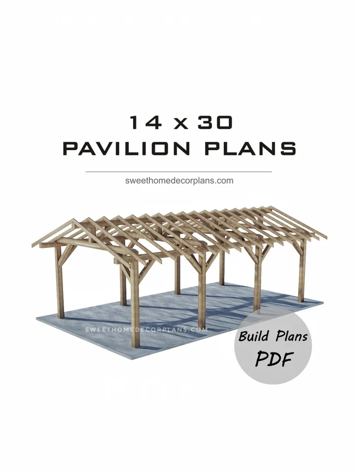 Diy 14 x 30 Gable Pavilion Plans pdf. Carport plans. Patio pavilion plans. Wooden outdoor gazebo plans. Backyard pergola plans for outdoor