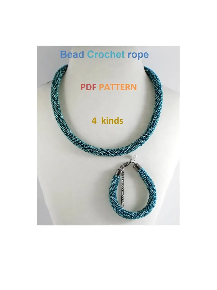 Bead Crochet Rope Necklace Bracelet patterns, pattern seed beads DIY, bead jewelery, Instant Download, PDF patterns
