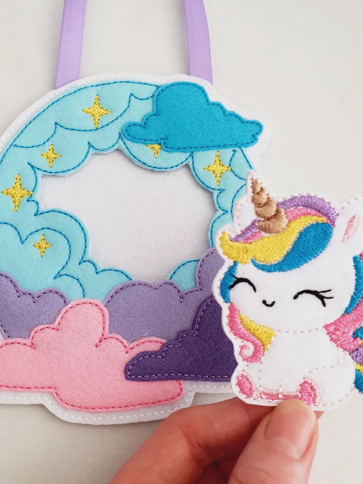 ITH Unicorn Purse Embroidery Pattern PDF & Game Guide, Felt Magical Handbag Design, Toddler Girl Toy 5x7 File