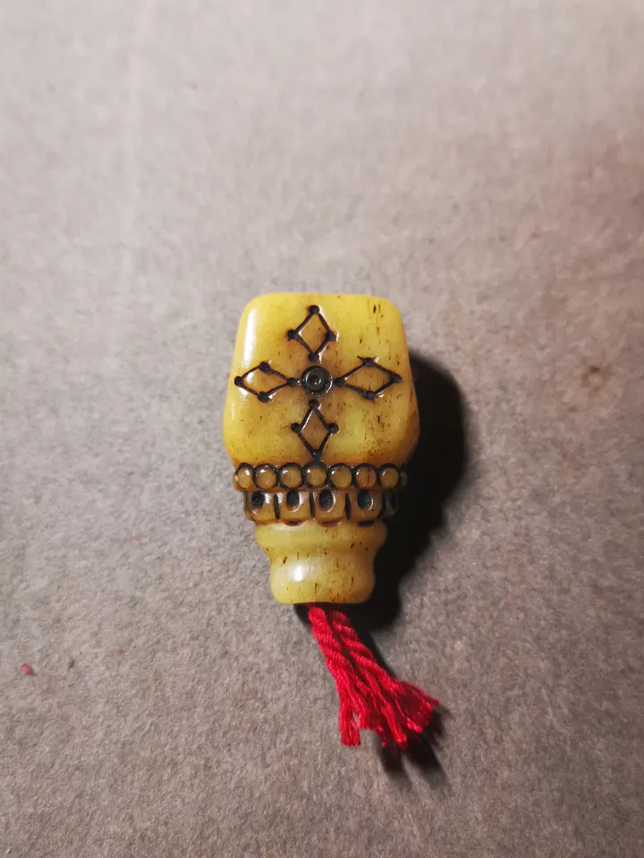 Gandhanra Tibetan Yak Bone Carved Guru Bead,T-drilled 3-Hole Prayer Bead,Mala Bead,Connector Bead for Buddhist Bead Accessories