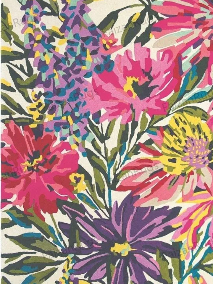 Buy Floral Rugs Hand Tufted Hand Woven with 100% Wool in All Regular Size 5x8, 6x9, 8x10, 9x12, Multi Color in Floral Design, Stunning Rugs.